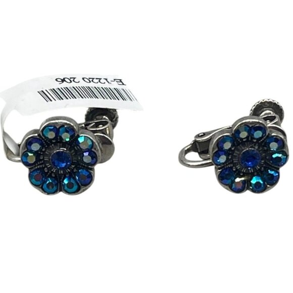 Mariana drop dangle blue floral earrings handmade crystal os E1220 206 READ NEW - Picture 1 of 5